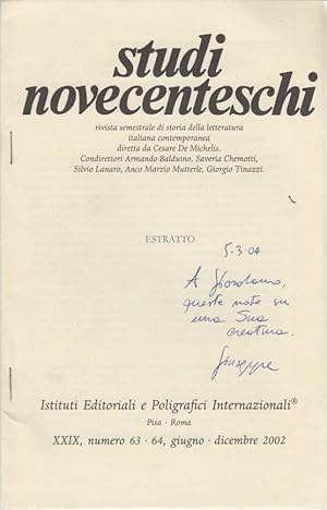 Immagine del venditore per Carlo Mazzantini e l'espressioni dell'altra memoria. Estratto da Studi Novecenteschi venduto da Arca dei libri di Lorenzo Casi