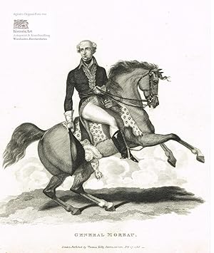 Image du vendeur pour General Moreau. Portrt in Ganzfigur in Uniform zu Pferde mit Satteldecke aus Leopardenfell. Kupferstich von Kelly 1815 mis en vente par historicArt Antiquariat & Kunsthandlung