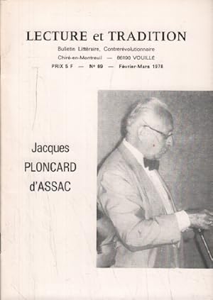 Image du vendeur pour Lecture et tradition n 69 / jacques ploncard d'assac mis en vente par librairie philippe arnaiz
