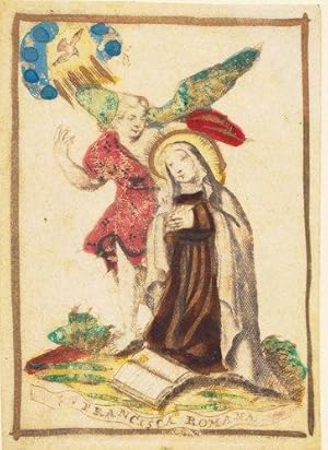 Andachtsbild / Heiligenbild. - S. Francisca Romana. Altkolor. Kupferstich. (9,7 x 6,8 cm) um 1720.