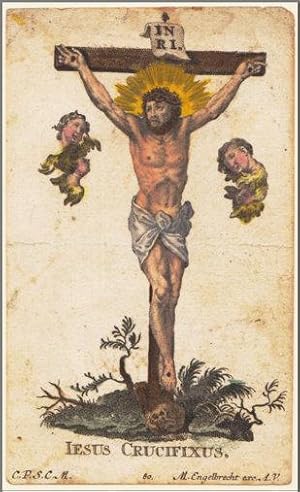 Andachtsbild. - M. Engelbrecht exc. A. V. (Augsburg) Iesus Crucifixus. (11 x 6,7 cm) um 1770.