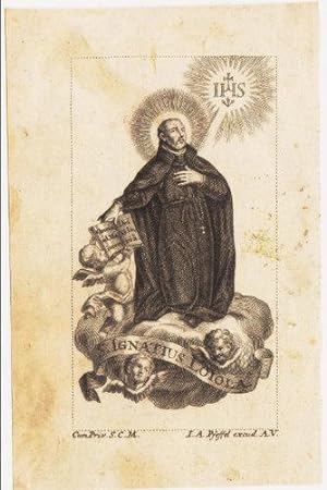 Andachtsbild / Heiligenbild: S. Ignatius Loyola. Kupferstich von J. A. Pfeffel, Augsburg um 1750....