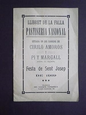 LLIBRET DE LA FALLA PASTISERIA NASIONAL situada en los carrers de Cirilo Amoros y Pi y Margall.