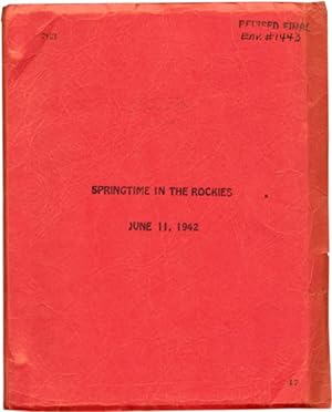 Bild des Verkufers fr Springtime in the Rockies (Original screenplay for the 1942 film) zum Verkauf von Royal Books, Inc., ABAA