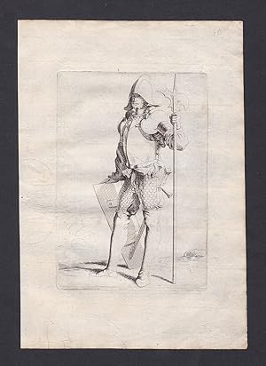 Bild des Verkufers fr Seltene Original-Radierung von einem Soldat mit Axt und Schild / rare original etching of a soldier - zum Verkauf von Antiquariat Steffen Vlkel GmbH