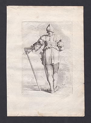 Bild des Verkufers fr Seltene Original-Radierung von einem Soldat mit Axt und Schwert / rare original etching of a soldier - zum Verkauf von Antiquariat Steffen Vlkel GmbH