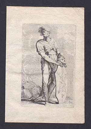 Bild des Verkufers fr Seltene Original-Radierung von einem Soldat mit Schild / rare original etching of a soldier - zum Verkauf von Antiquariat Steffen Vlkel GmbH