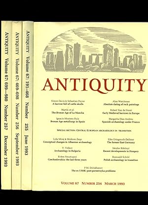 Imagen del vendedor de Antiquity [Formerly: Antiquity: A Quarterly Review of Archaeology] Volume 67 Numbers: 254 (March); 255 (June); 256 (September); 257 (December) 1993 [Four Volumes Complete for Year] a la venta por Little Stour Books PBFA Member