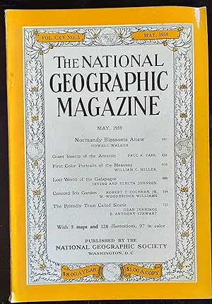 National Geographic Magazine May, 1959 / "Normandy Blossoms Anew;" "Giant Insects of the Amazon;"...