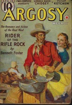 Immagine del venditore per ARGOSY Weekly: April, Apr. 15, 1939 ("Rider of Rifle Rock"; "Seven Out of Time") venduto da Books from the Crypt