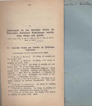 Image du vendeur pour Inhalts-Angabe der dem historischen Vereine fr Niedersachsen berlieferten Beschreibungen vaterlndischer Kirchen nebst Zubehr. Beitrge No. V / VIII / X / XII. mis en vente par Antiquariat Carl Wegner