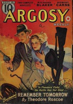 Seller image for ARGOSY Weekly: September, Sept. 16, 1939 ("Hurricane Range") for sale by Books from the Crypt