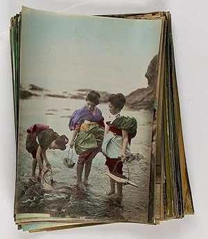 A collection of 89 late nineteenth-century hand-coloured albumen paper photographs of Japan is of...