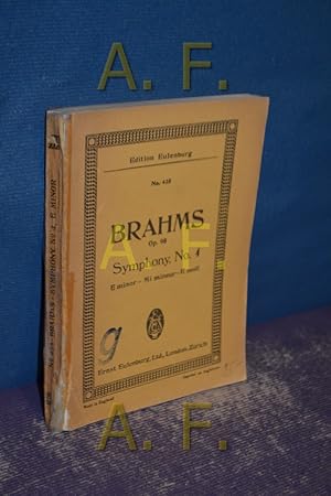 Bild des Verkufers fr Symphony No. 4 / E minor for Orchestra by Johannes Brahms Op. 98 (Edition Eulenburg 428) zum Verkauf von Antiquarische Fundgrube e.U.