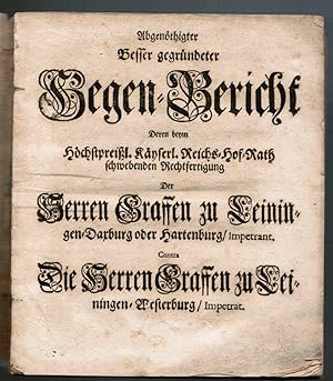 Seller image for Rechtsstreit zwischen den Grafen der Linie Leiningen-Dagsburg-Hardenburg und Leiningen-Westerburg. for sale by Antiquariat Martin Barbian & Grund GbR