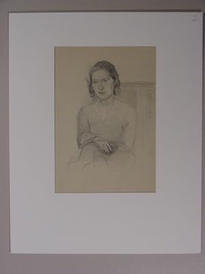Die Gattin des Künstlers im Dreiviertelportrait, sitzend.