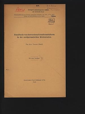 Bild des Verkufers fr Neue Funde von obereocnen Grossforaminiferen in der nordperuanischen Kstenregion. Sonderabdruck aus Eclog geologic Helveti, Vol. XX, N 3, 1927, Verlag von Emil Birkhuser et Cie., Basel. zum Verkauf von Antiquariat Bookfarm