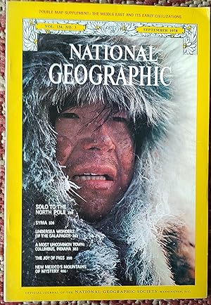 Imagen del vendedor de National Geographic Magazine September 1978 / Solo to the North Pole;" "Syria;" "Undersea Wonders of the Galapagos;" "A Most Uncommon Town: Columbus, Indiana;" "The Joy of Pigs;" "New Mexico's Mountains of Mystery" a la venta por Shore Books