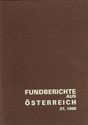 Bild des Verkufers fr Fundberichte aus sterreich. Band 27, 1988. zum Verkauf von Wiener Antiquariat Ingo Nebehay GmbH