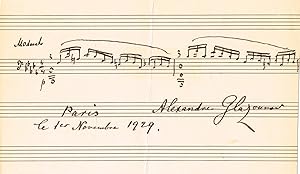 Immagine del venditore per Eigh. musikalisches Albumblatt mit Unterschrift "Alexandre Glazounow". venduto da Wiener Antiquariat Ingo Nebehay GmbH