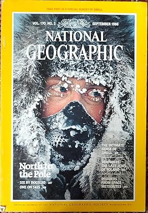 Imagen del vendedor de National Geographic Magazine, September, 1986 / North to the Pole: Six by Dogsled; One on Skis;" "The Intimate Sense of Smell;" "Remnants: The Last Jews of Poland;" "Invaders from Space - Meteorites. a la venta por Shore Books