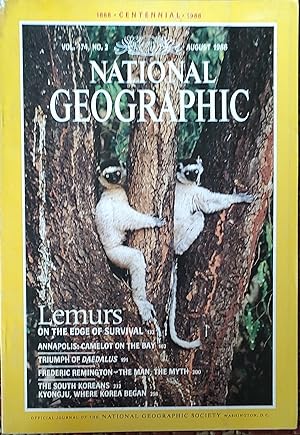 National Geographic Magazine, August, 1988 / "Lemurs on the Edge of Survival," "Annapolis: Camelo...