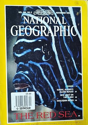 Imagen del vendedor de National Geographic Magazine,, November, 1993 / "The Red Sea;" "Taiwan;" "Kodiak, Alaska's Island Refuge;" "New Light on the Olmec;" "Harlequin Ducks" a la venta por Shore Books