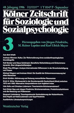 Bild des Verkufers fr Klner Zeitschrift fr Soziologie und Sozialpsychologie 48. Jahrgang 1996 Heft 3 zum Verkauf von Versandantiquariat Nussbaum