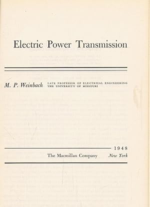 Seller image for ELECTRIC POWER TRANSMISSION for sale by Librera Torren de Rueda