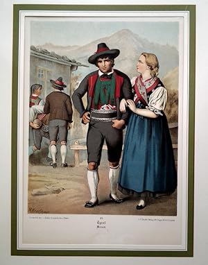 Bild des Verkufers fr Tyrol / Meran - (Chromolithographie - Blatt 84, aus: Das groe Buch der Volkstrachten / 1890) zum Verkauf von BuchKunst-Usedom / Kunsthalle