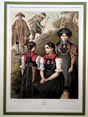 Bild des Verkufers fr Tyrol / Lechthal - (Chromolithographie - Blatt 86, aus: Das groe Buch der Volkstrachten / 1890) zum Verkauf von BuchKunst-Usedom / Kunsthalle