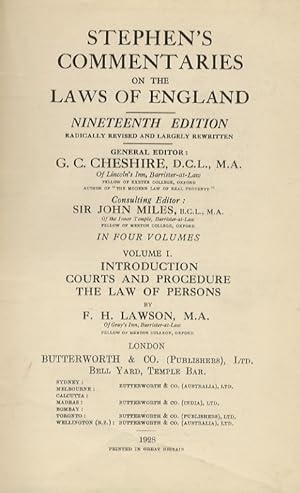 Stephen's commentaries on the laws of England. Nineteenth edition radically revised and largerly ...