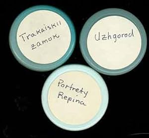 Three rolls of microfilm labeled Portrety Repina, Trakaiskii Zamok, and Uzhgorod.