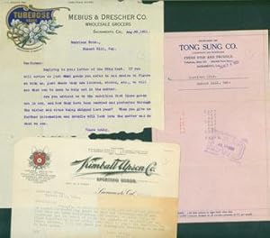 Three Pieces of Business Correspondence send to the Garrison Brothers of Forest Hill, CA. Letters...