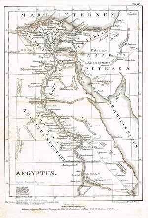 Aegyptus. Landkarte des antiken Ägypten am Unterlauf des Nil von Syene und Berenice im Süden bis ...