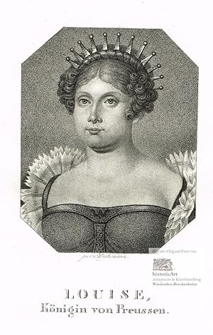 Louise, Königin von Preussen. Brustbild mit Krone en face im Oktagon. Kupferstich in Punktierstic...