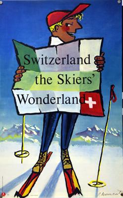 Plakat - Switzerland the Skiers? Wonderland. Siebdruck.