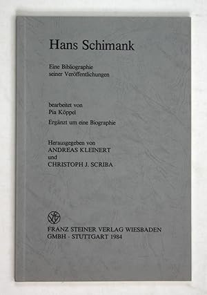 Bild des Verkufers fr Hans Schimank - Eine Bibliographie seiner Verffentlichungen. zum Verkauf von Antiquariat Steffen Vlkel GmbH