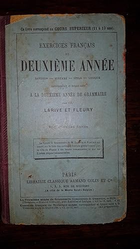 Seller image for EXERCICES FRANCAIS DE DEUXIEME ANNEE - REVISION - SYNTAXE - STYLE- LEXIQUE for sale by AHA BOOKS