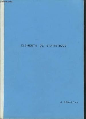 Bild des Verkufers fr ELEMENTS DE STATISTIQUE zum Verkauf von Le-Livre