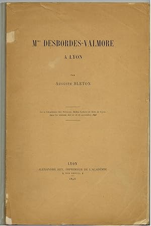 Imagen del vendedor de Mme Desbordes-Valmore  Lyon. a la venta por pages volantes