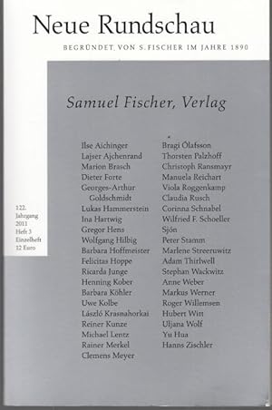 Seller image for Samuel Fischer, Verlag (= Neue Rundschau 2011 / Heft 3) for sale by Graphem. Kunst- und Buchantiquariat