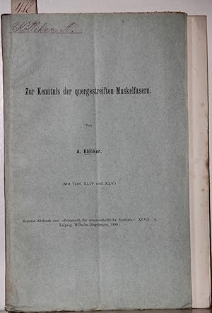 Bild des Verkufers fr Zur Kenntnis der quergestreiften Muskelfasern. Mit 2 gefalteten Tafeln. [Separatabdruck aus der Zeitschrift fr wissensch. Zoologie]. zum Verkauf von Antiquariat  Braun