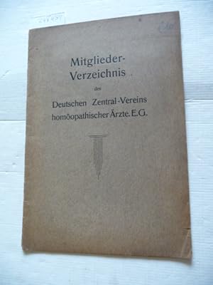 Mitgliederverzeichnis des Deutschen Zentral-vereins homöopath. Ärzte E. G.,
