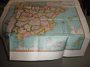 Mapa de España. Mapas paluzie editados por Imprenta Elzeviriana y Librería Cami coloreado