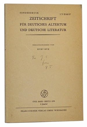 Sonderdruck von Zeitschrift für Deutsches Altertum und Deutsche Literatur, CVIII Band, Heft 2, 19...