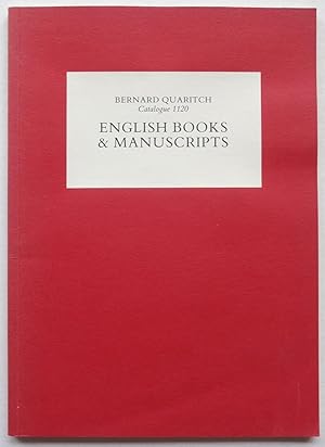 Image du vendeur pour Bernard Quaritch Ltd Catalogue 1120: English Books & Manuscripts mis en vente par George Ong Books