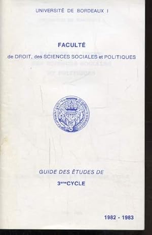 Image du vendeur pour UNIVERSITE DE BORDEAUX 1 - FACULTE DE DROIT - DES SCIENCES SOCIALES ET POLITIQUES mis en vente par Le-Livre