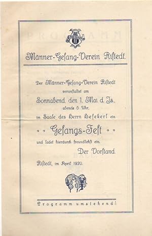 Seller image for Programm zum Gesangs-Fest am 1.Mai 1920 for sale by Clivia Mueller
