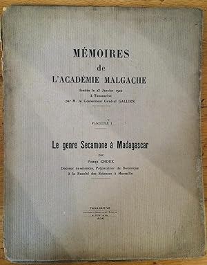 Seller image for Mémoires de l'académie malgache. Fascicule I. Le genre Secamone a Madagascar for sale by Arthur Probsthain
